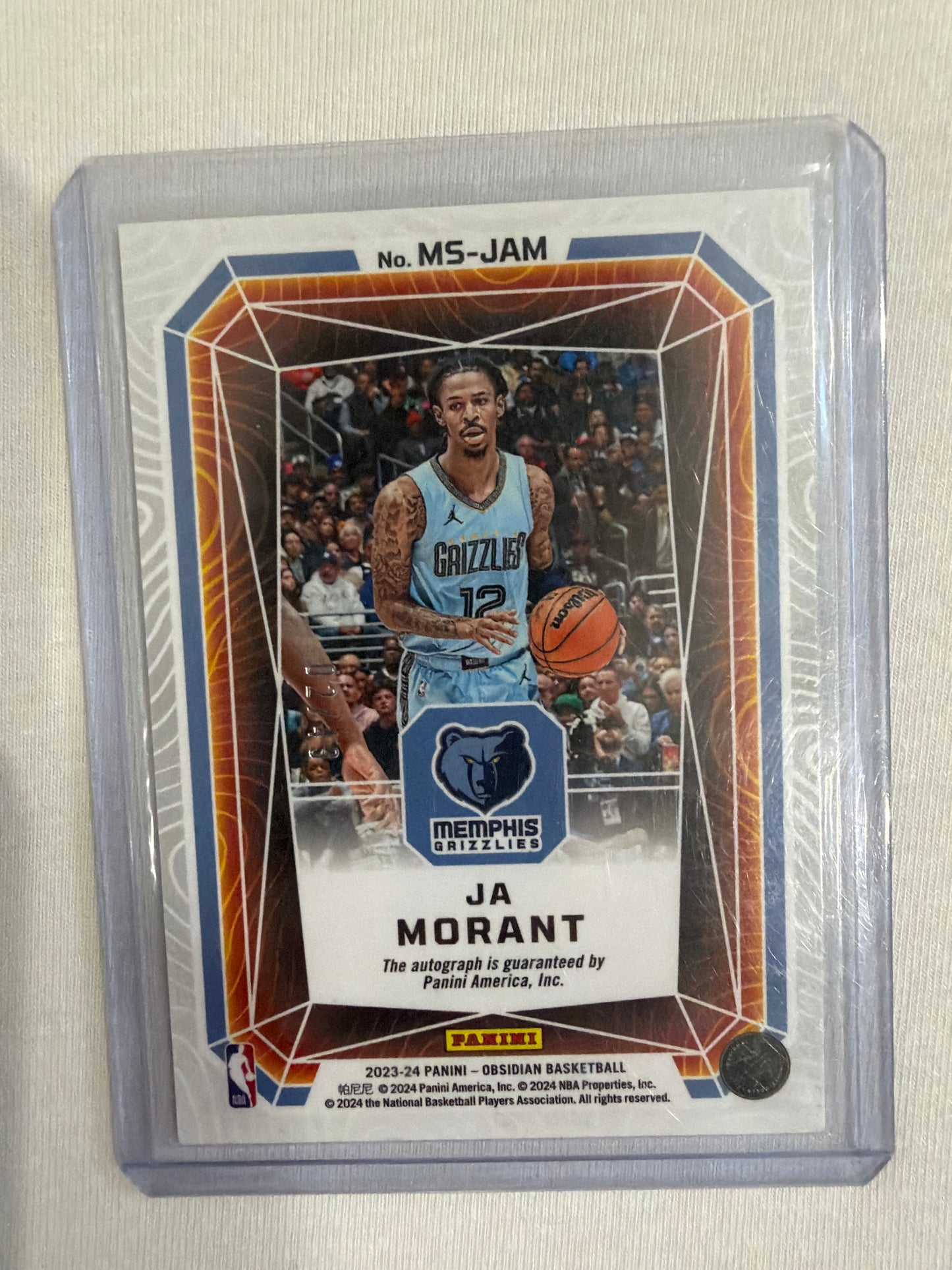 JA Morant obsidian 2/49 autograph