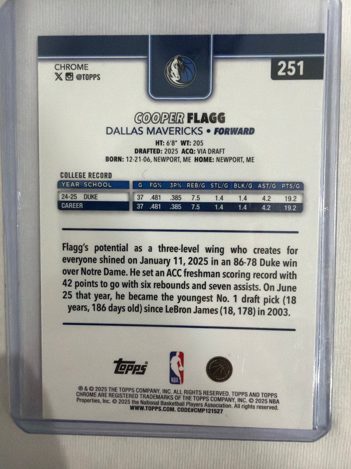 Copper flag rookie topps chrome