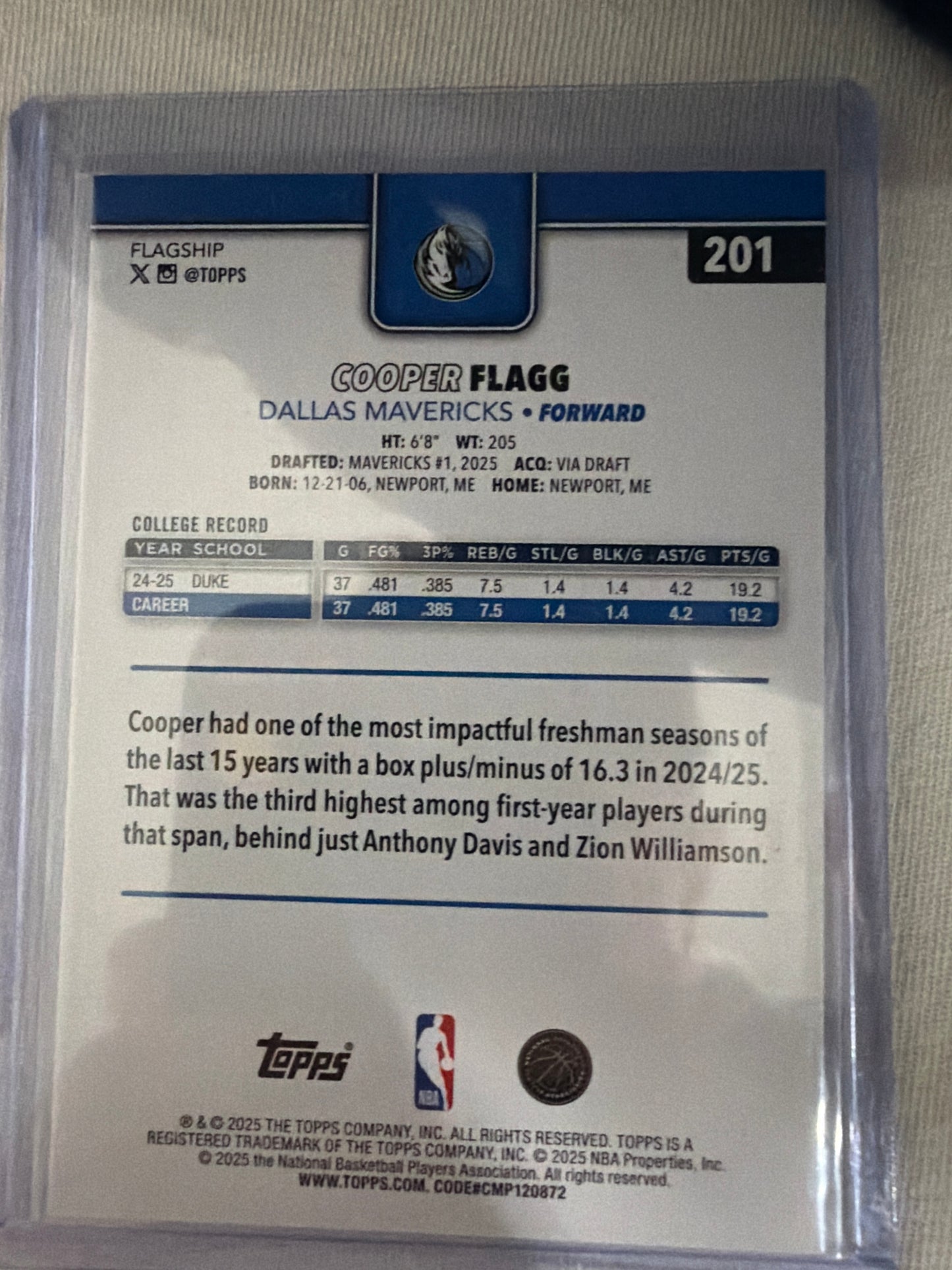 Copper Flag rookie topps